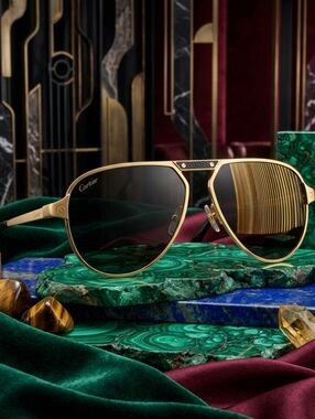 Cartier Gold Frame Sunglasses with Dark Lenses
